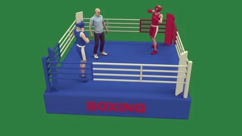 A boxing ring with two boxers and referee 3d image of model men in - by _ man Stock-Footage 336053648