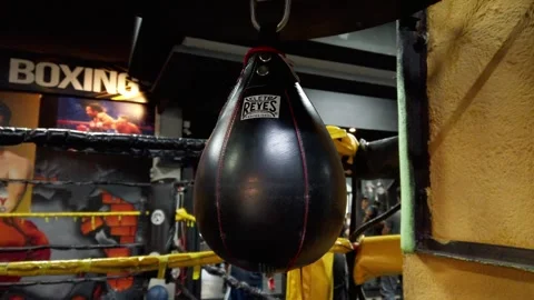 Boxing speed bag semi orbit inside ring Stock Footage 331229638
