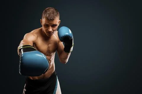 Boxing in studio 库存照片