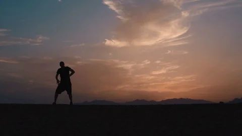 Boxing at sunset motivation 2 Video stock 89813370