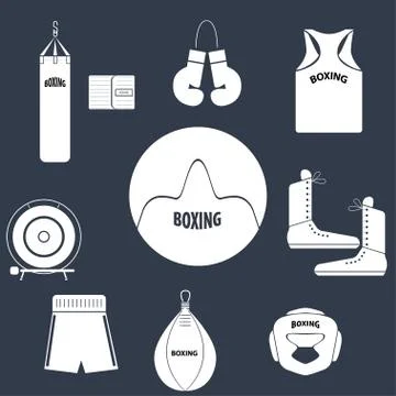 Boxing theme icons Stock Illustration