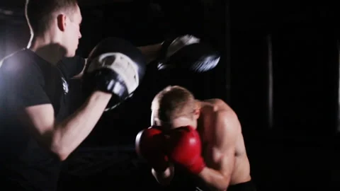 Boxing Training with a Coach Stock Footage 87159874