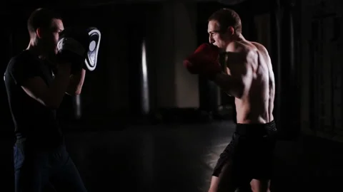 Boxing Training with a Coach Stockbeeldmateriaal 87160157