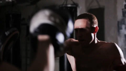Boxing Training with a Coach Stock Footage 88938151
