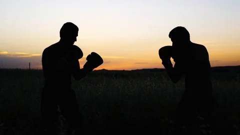 Boxing training outdoors Stock Footage 76537678