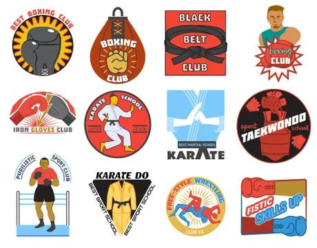 Boxing vector boxer character or fighter of karate-do or kickboxing on sportclub イラスト素材