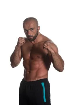 Boxing Workout Over White Background Isolated Stock Photos