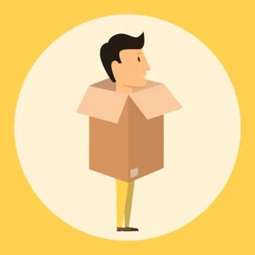 Boxman. Moving with boxes. Things in box. Transport company イラスト素材