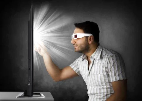 Boy with 3D glasses Stock Photos