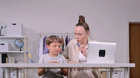 Boy of 9 years takes privates classes. Stock Footage 203038277