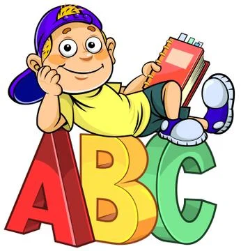 Boy on ABC letters Stock Illustration