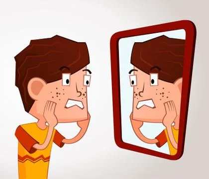 Boy with an acne problem Ilustração Stock