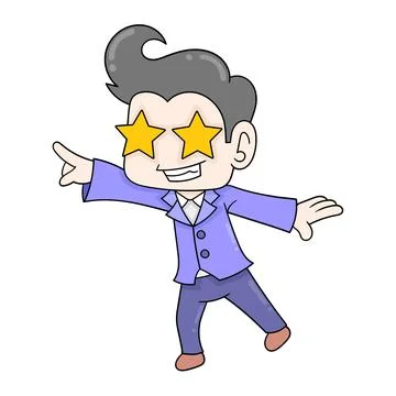 Boy with admire expression trying to reach his dream, doodle icon image kawai イラスト素材