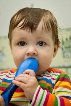 Boy after bath with comb Stock Photos