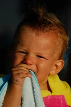 Boy after bath 库存照片