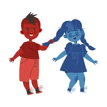 Boy Aggressor Pulling Braid of His Girl Victim Vector Illustration Stock Illustration
