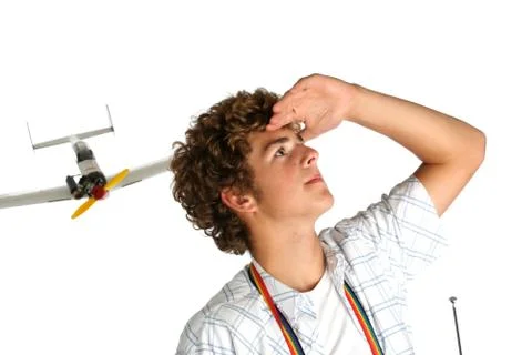 Boy with an airplane Stock Photos