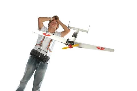 Boy with an airplane Stock Photos