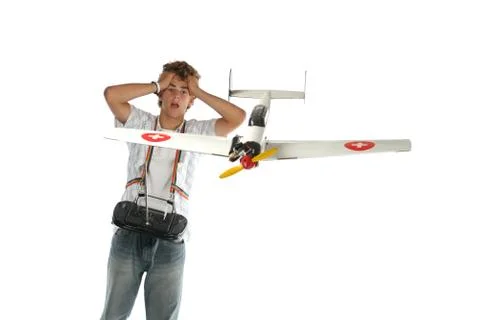 Boy with an airplane Stock Photos