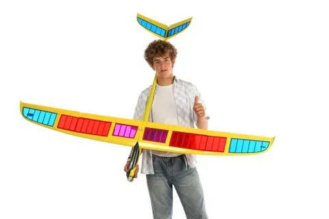 Boy with an airplane Stock Photos
