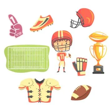 Boy American Football Player, Kids Future Dream Professional Occupation Stock Illustration