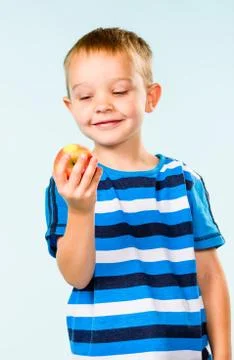 Boy and apple Foto stock