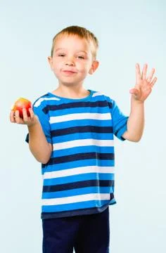 Boy and apple Foto stock