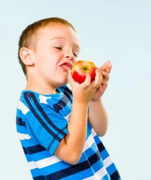 Boy and apple Foto stock