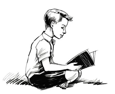 Boy and book Illustrazione stock