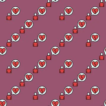 Boy and Broken Heart in Speech Bubble vector Heartache colored seamless patte Illustrazione stock