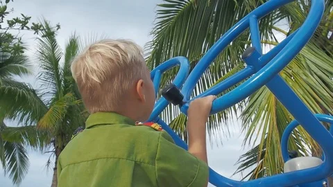 Boy and carousel Stock Footage 90638362