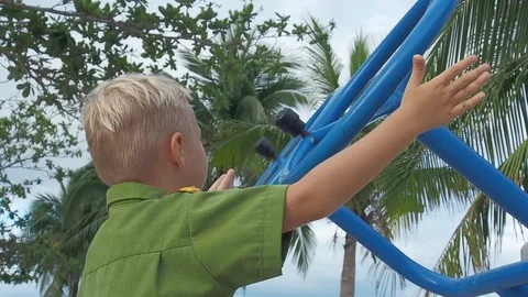 Boy and carousel Stock Footage 90638396