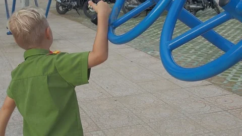 Boy and carousel Stock Footage 90638465