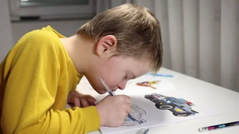 Boy and coloring book. Stock Footage 300502605