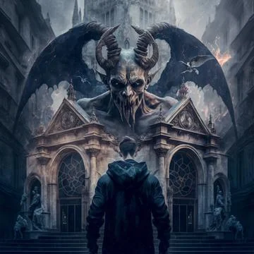 The Boy and the Demon Stock Illustration