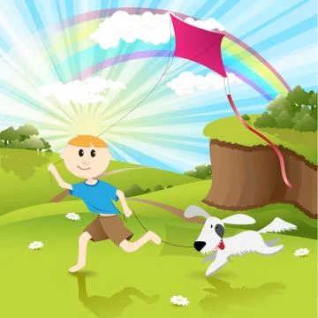 Boy and dog Stock Illustration