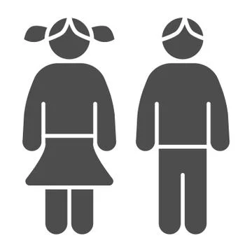 Boy and girl solid icon, childhood concept, Teenagers sign on white background Stock Illustration