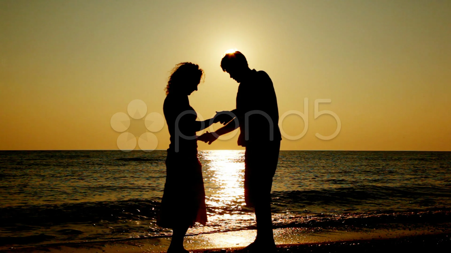 Boy And Girl Standing On Beach Silhouet Stock Video Pond5