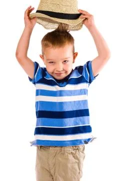Boy and hat Foto stock