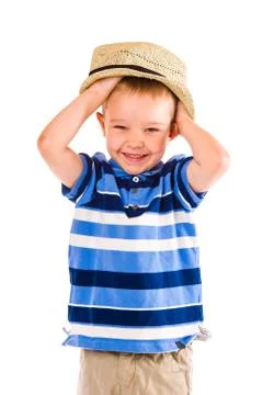 Boy and hat Foto stock