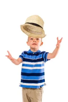 Boy and hat Foto stock