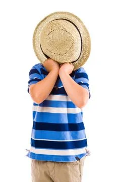 Boy and hat Foto stock
