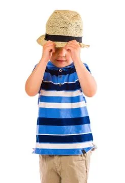 Boy and hat Foto stock