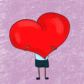Boy and heart Stock Illustration