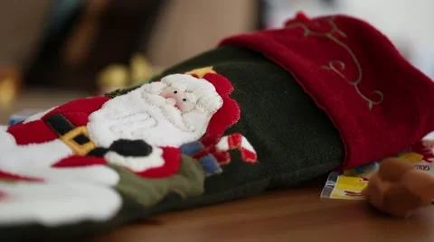 A boy and his christmas stocking Stock Footage 45563144