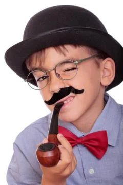 Boy and moustache Stock Photos