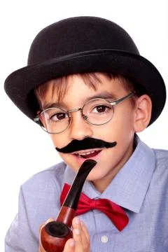 Boy and mustache Stock Photos
