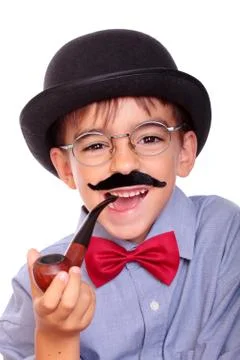 Boy and mustache Stock Photos