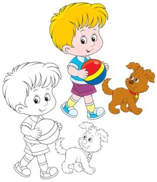 Boy and pup Stock Illustration