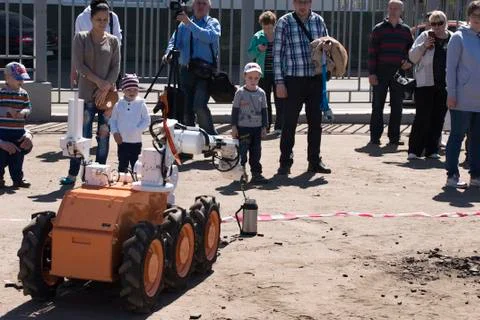 The boy and the robot Stock Photos
